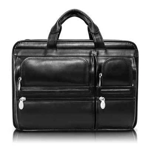 NEW! McKlein HUBBARD Black Leather Dual-Compartment Laptop Briefcase #88435 - Photo 1/8