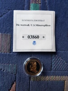 Gold Turban Quarter Eagle 1796 Gedenkmünze / Polierte Platte Vergoldet. - Bild 1 von 5