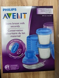 Philips AVENT tazas y tapas de almacenamiento de leche materna, 10 contenedores de 6 oz, SCF618/10 - Imagen 1 de 4