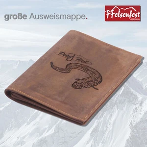 Leder-Ausweismappe mit Fisch-Motiv Ausweisetui Ausweismappe IGeschenk für Angler - Picture 1 of 5