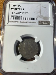 1886 Liberty Nickel VF Very Fine Details NGC Certified - Picture 1 of 3