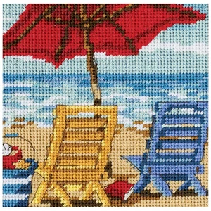 Dimensions Beach Chair Duo Mini Needlepoint Kit-5"X5" Stitched In Thread - Picture 1 of 1