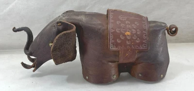 Leather ELEPHANT creature Money piggy Coin Bank style Dimitri Omersa? 8" - Image 1 of 4
