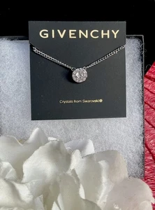 🆕 GIVENCHY Stein & Kristall Heiligenschein Anhänger 16-19" Halskette SILBERFARBEN - Neu ohne Etikett - Bild 1 von 7