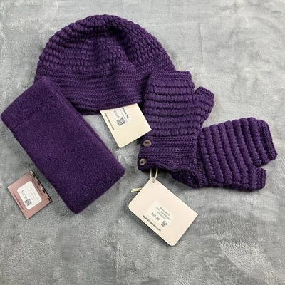 Baby Alpaca Purple Bolton Hat, Headband, Bolton Milton Ensemble OSFM Adult NWT - Image 1 of 4
