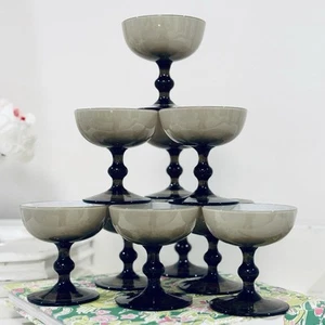 Vintage Carlo Moretti Rauch Taupe Murano Champagner Sherbet Coupe MCM Italien 10er Set - Bild 1 von 9