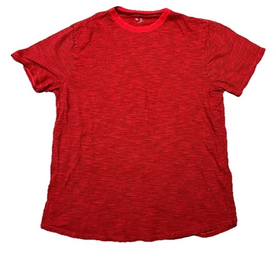 Camisa básica minimalista de manga corta roja a rayas talla grande para hombre Foto 1 de 4