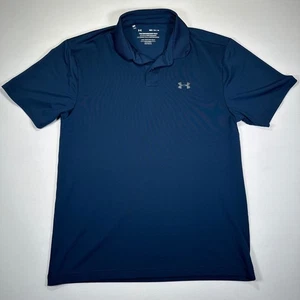 Under Armour Performance Polo Shirt Men's Medium Blue Golf Heat Gear Athletic - Picture 1 of 4