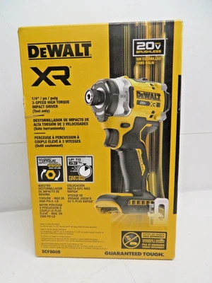 NEW DEWALT DCF860B 20V 1/4” HEX XR 3-Speed High Torque Impact Driver Tool Only * - Image 1 of 4