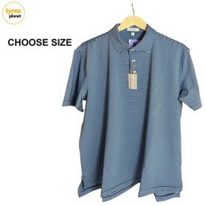 Size L - XXL Peter Millar Polo Mens Crown Sport Summer Comfort Striped Navy Blue - Picture 1 of 5