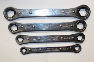 SNAP-ON TOOLS 4 pc 6-Point SAE 0° Offset Ratcheting Box Wrench Set USA - Picture 1 of 5