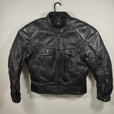 Xpert Performance Gear Mens M Leather Vented Motorcycle Jacket Black Full Zip - Image 1 of 4