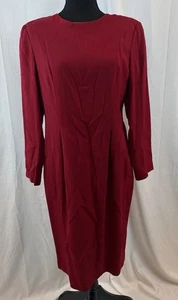Talbots hergestellt in den USA 100 % Wolle rot Etui Langarm Kleid Damengröße 8 - Bild 1 von 11
