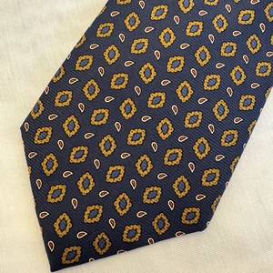 Lands End Tie Silk Paisley HandSewn Navy Blue Mens Classic Necktie 61" Long USA - Picture 1 of 7