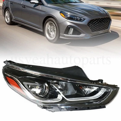For 2018 2019 Hyundai Sonata Passenger Side Halogen Headlight Lamp Chrome USA - Image 1 of 3
