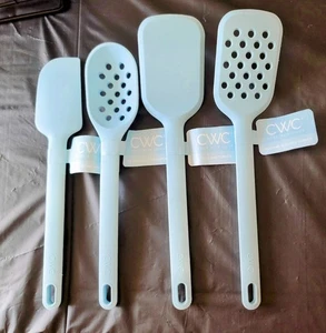 CWC 4 Piece Silicone Cook With Color Blue Spatula Turner, Slotted Spoon Turner - Picture 1 of 4