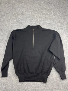 Vintage Meister Wool Sweater Men's Large Black 1/2 Zip Pullover Long Sleeve - Picture 1 of 7