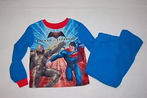 Boys L/S Flannel Pajama Set BATMAN vs SUPERMAN Blue Red DC COMICS Size 8 - Picture 1 of 1