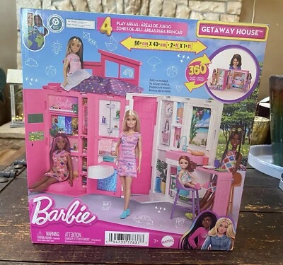 Barbie Escapada Casa de Muñecas Juego con 4 Áreas de Juego y 11 Accesorios de Decoración Nuevo Foto 1 de 4