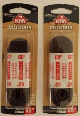 2 pares de cordones redondos para botas/zapatos Kiwi al aire libre marrón 60 pulgadas 7-8 ojales Foto 1 de 4