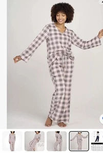 LAPASA Women s V Neck Fleece Pyjama Set Lightweight Top Bottom, Relaxed Fit... - Picture 1 of 3