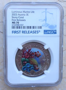 NGC MS70 2023 Austria Luminous Marine Life Series Coin - Stony Coral - Picture 1 of 2