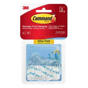 Command Damage Free Hanging Hooks & 8 Strips, Clear, Small, 6 Ct 1 Pack - Picture 1 of 2