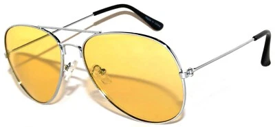 LENTES TINTADAS DE COLOR AMARILLO ESTILO AVIADOR MUJERES HOMBRES GAFAS DE SOL METAL PLATEADO UVB Foto 1 de 4