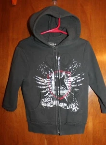 ARIZONA Youth Small (4) ZIP-UP HOODIE SWEATSHIRT (gray w/ guitar; Rocker 4 Life) - Picture 1 of 1
