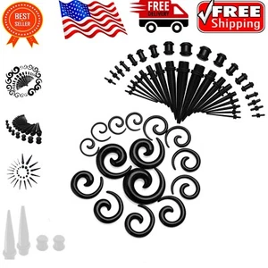 50-Piece Acrylic Ear Stretching Kit: Tapers, Plugs & Silicone Tunnels 14G-00G - Picture 1 of 9