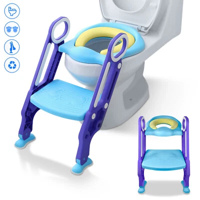 FROADP Toilettentrainer Treppe PP + PU Toilettensitz Lerntöpfchen WC Sitz 1-7 Kinder