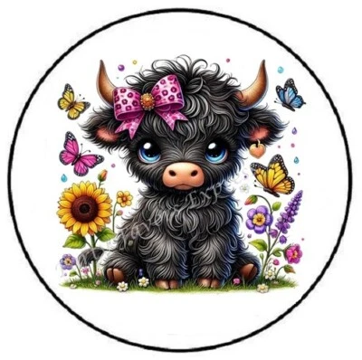 PARTY FAVORS EXPRESS ADORABLE BLACK HIGHLAND COW ENVELOPE SEALS LABELS STICKERS PARTY FAVORS