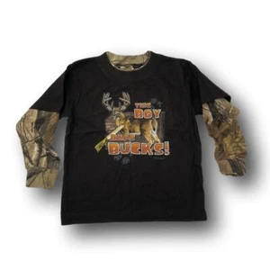 "This Boy Bags Bucks" Long Sleeve Little Hunter Camo T-shirt - 2T - Picture 1 of 1