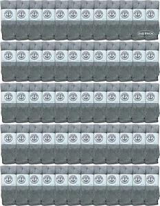 240 Units of Women's Cotton Tube Socks, Referee Style, Size 9-15 Solid Gray - Picture 1 of 7