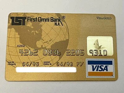 First Omni Bank N.A. Tarjeta de crédito Visa Gold caducada 1998 Foto 1 de 2