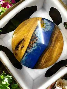15" Modern Epoxy Resin Coffee & Side Table Top Handmade Design Home Decor - Picture 1 of 10