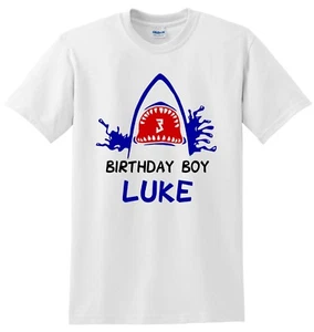 Shark Birthday Shirt, Personalized Shark Birthday Shirt with Name and Age - Picture 1 of 1