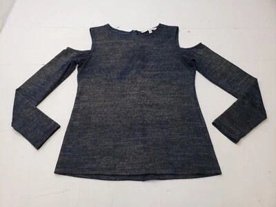 Camisa Donna Degnan para mujer manga larga hombro abierto cuello redondo tono dorado azul XS Foto 1 de 4