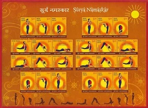 INDIA 2016 Surya Namaskar Yoga Salud Fitness hoja de 24 estampillas - Imagen 1 de 1