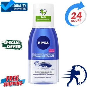 NIVEA Double Effect Waterproof Eye Make-Up Remover (125 ml), Daily Use Face Cle - Picture 1 of 6