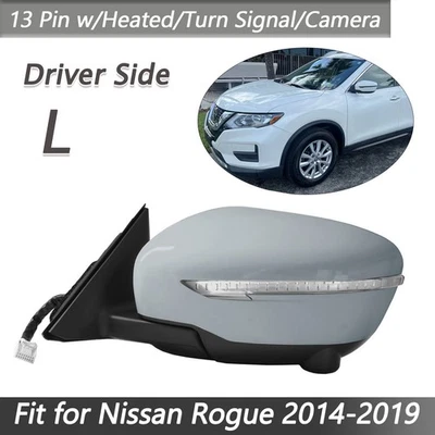 Driver Side Mirror W/Camera Power Fold Signal 13Pin For Nissan Rogue 2014-2019 Foto 1 de 4