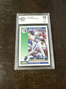 1992 Score: # 11 Juan Gonzalez BCCG 10 MINT OR BETTER TEXAS RANGERS - Picture 1 of 2