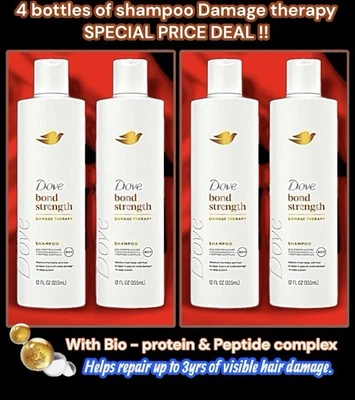 Champú 4 Botellas Dove Bond Strength TERAPIA DE DAÑOS 355 ml Ea OFERTA PRECIO ESPECIAL Foto 1 de 4
