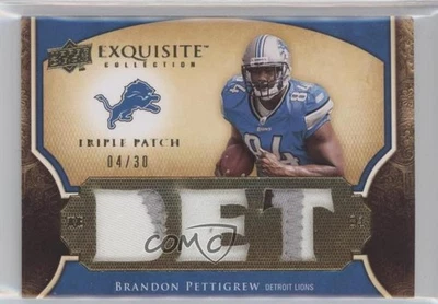 2009 Exquisite Collection 4/30 Brandon Pettigrew #3P-BP Rookie Triple Patch RC - Image 1 of 3