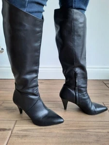 Hush Knee High Tall Boots Black UK 6.5 EU 40 - Picture 1 of 6