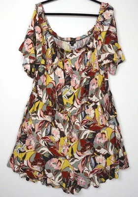 Mameluco Torrid 3 Elastizado Callis Floral Fuera del Hombro Volantes Talla 3X con Falda Foto 1 de 4