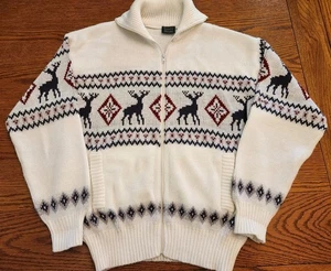 Herren Scandia Woods Medium Weihnachten Winter Pullover Reißverschluss weiß Rentier - Bild 1 von 9
