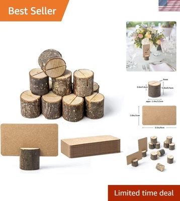 12 Rustic Mini Wood Place Card Holders & Kraft Cards - Perfect for Celebrations - Image 1 of 4