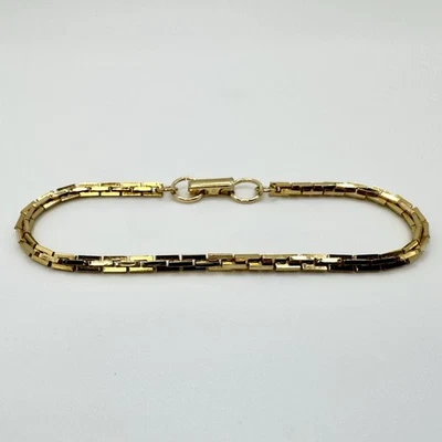 Винтажный золотистый квадратный браслет из звеньев с надписью Sarah Coventry ретро минималистский - Изображение 1 из 4