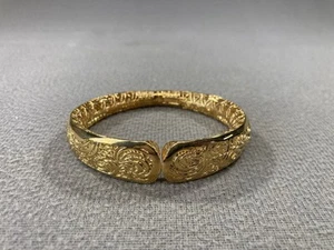 Bronze Italy Gold Tone Spring Hinge Filigree Cuff Bracelet (Stamped Inside) - Picture 1 of 7